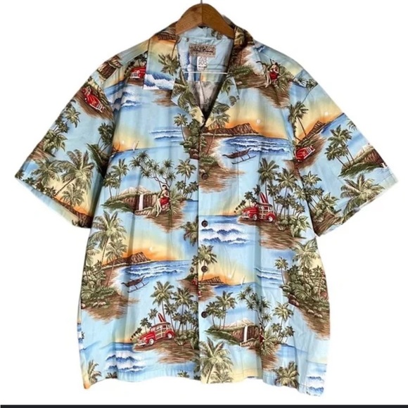 Blue Hawaii mens Hawiian shirt button down - Picture 1 of 6